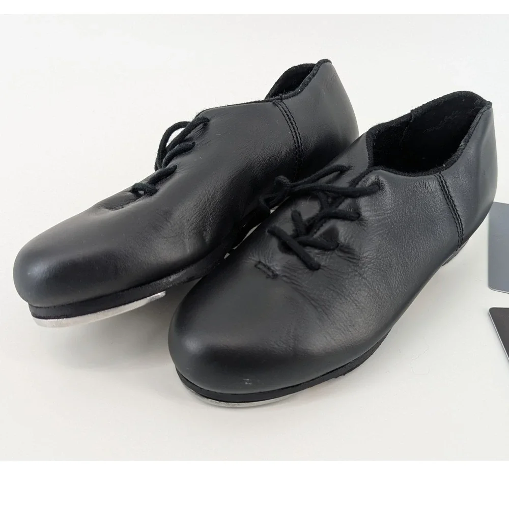 Capezio Kids Black Leather Tele Tone Tap Shoes CG19C Size 12.5 M